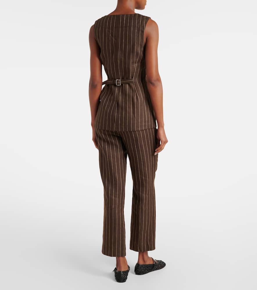Posse Emma Pinstripe Vest In Chocolate Cream In Brown