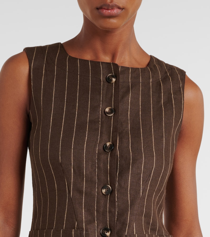 Posse Emma Pinstripe Vest In Chocolate Cream In Brown