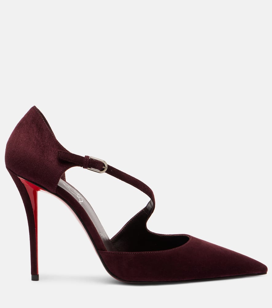 Christian Louboutin Miss Ziggyta 100 Suede Pumps In Burgundy