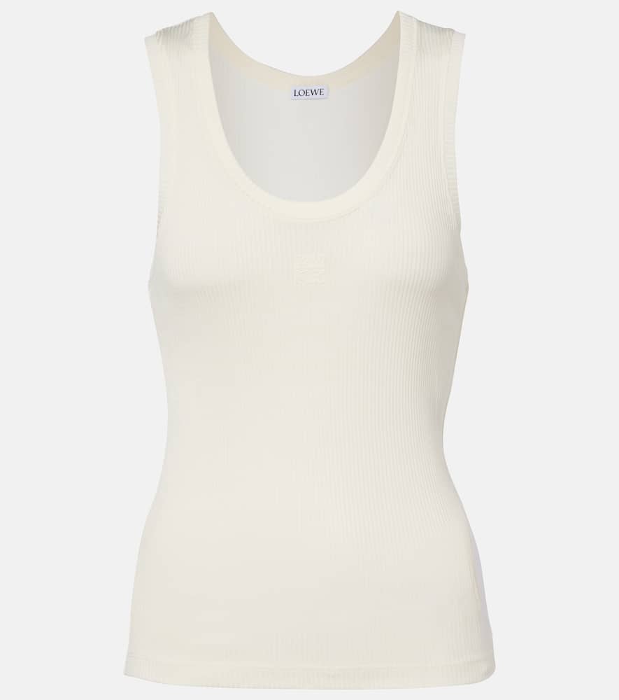 Anagram ribbed-knit silk tank top