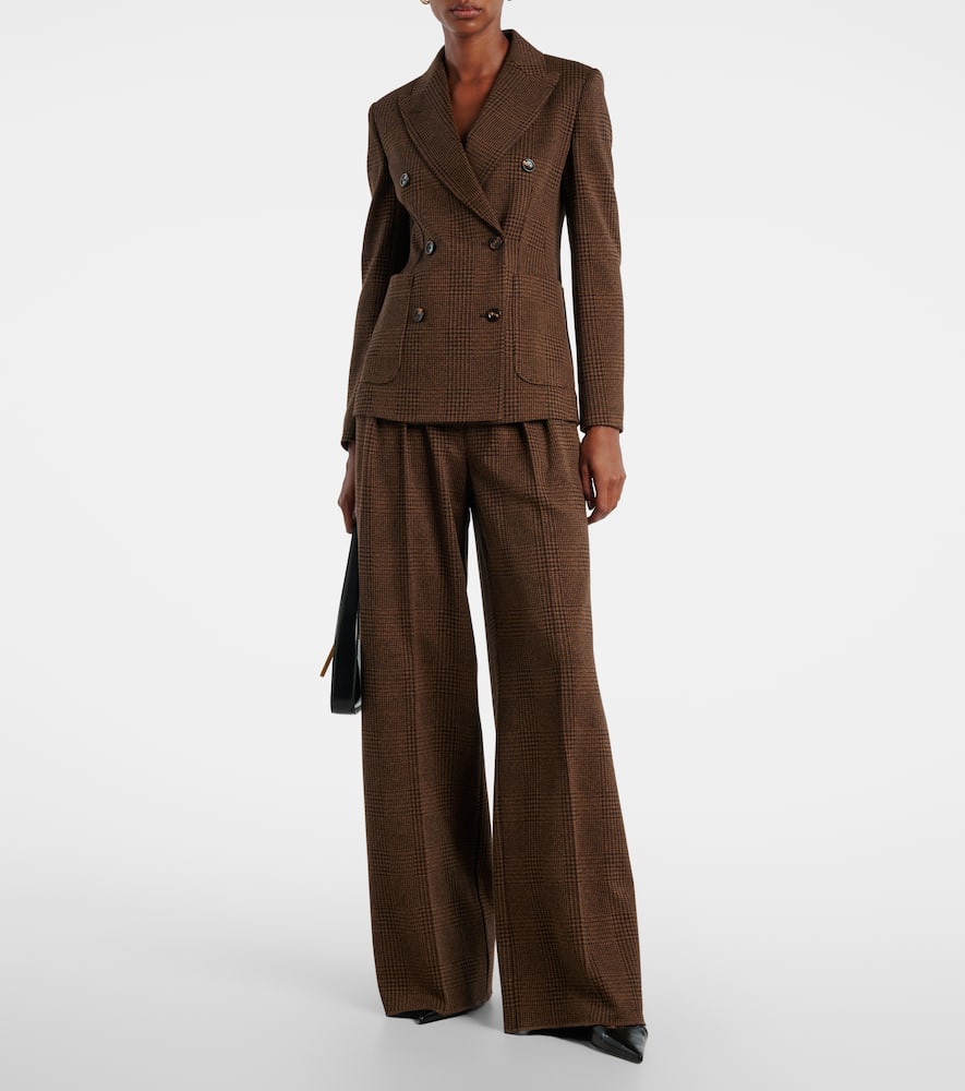 Max Mara Zulma Plaid Cotton And Wool-blend Blazer In Brown
