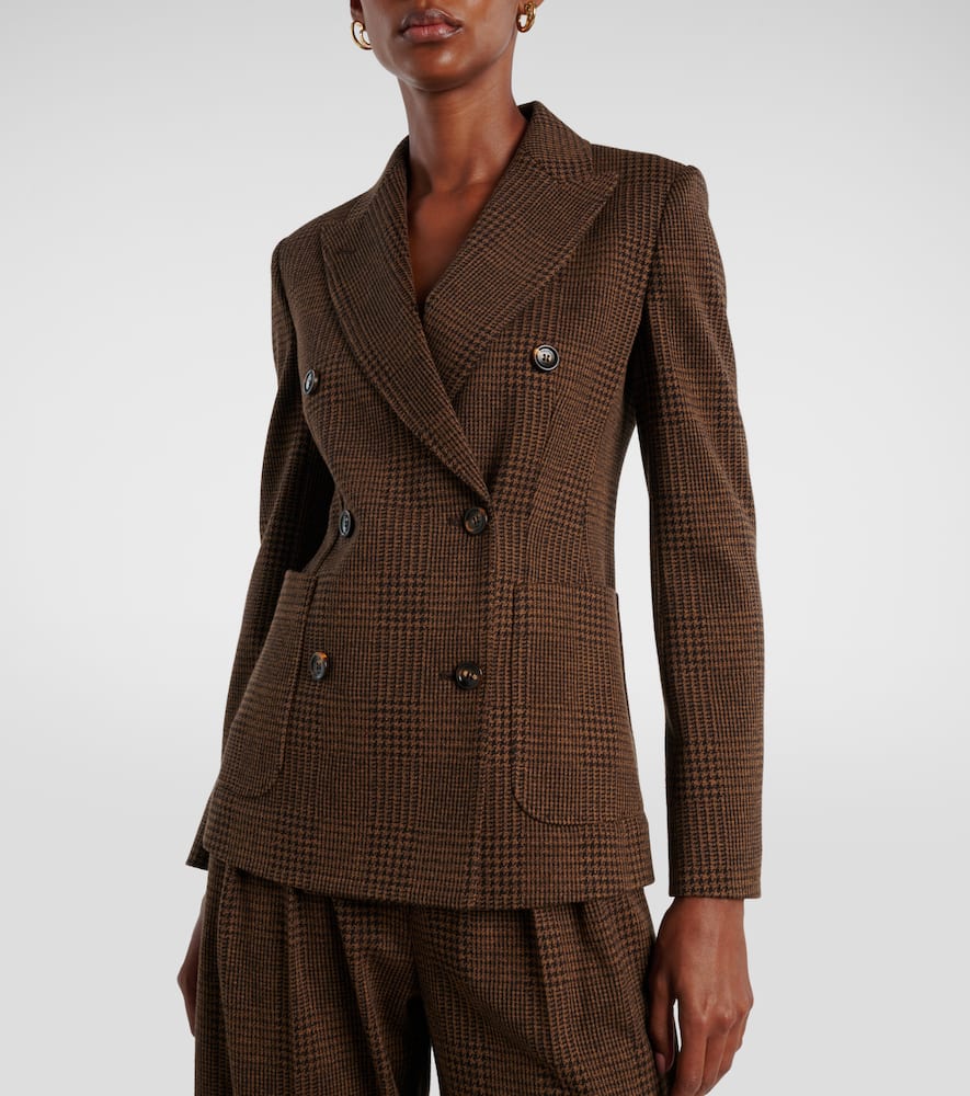 Max Mara Zulma Plaid Cotton And Wool-blend Blazer In Brown