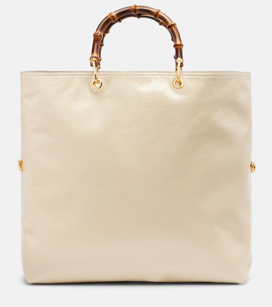 Gucci Bamboo Medium Leather Shopper In White