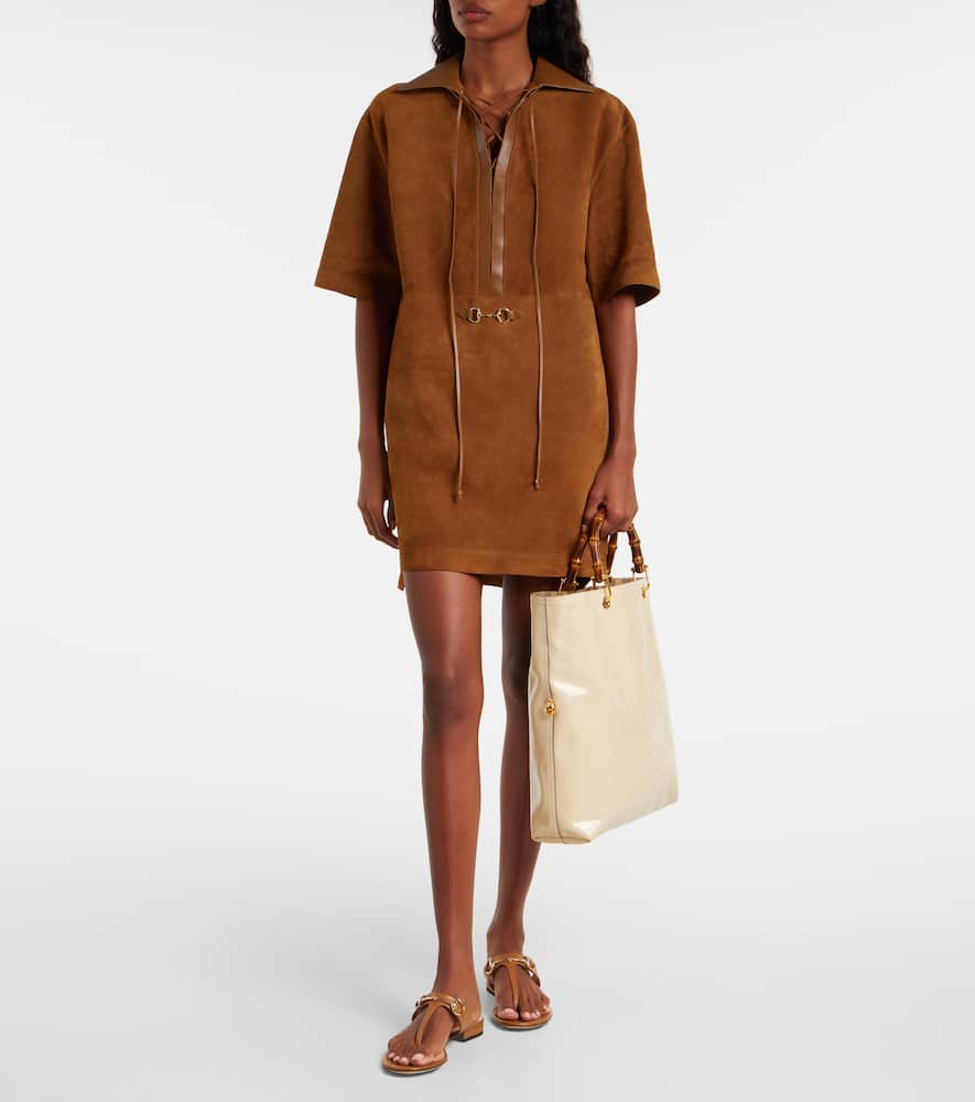 Gucci Bamboo Medium Leather Shopper In White