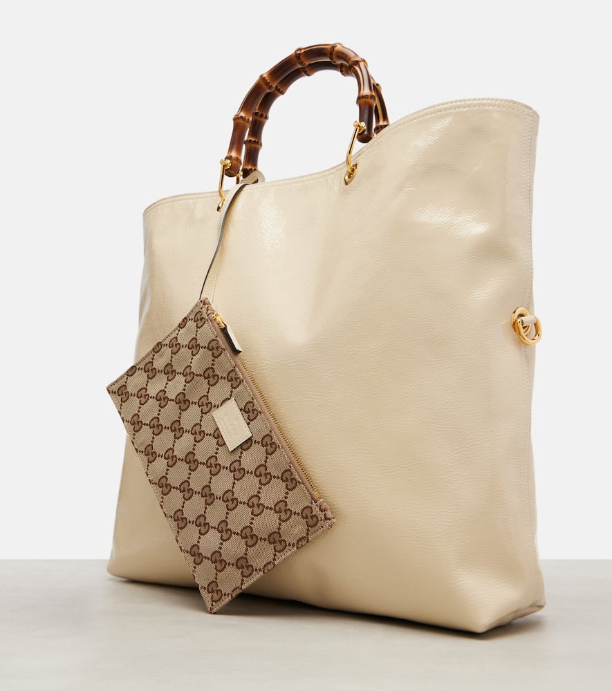Gucci Bamboo Medium Leather Shopper In White