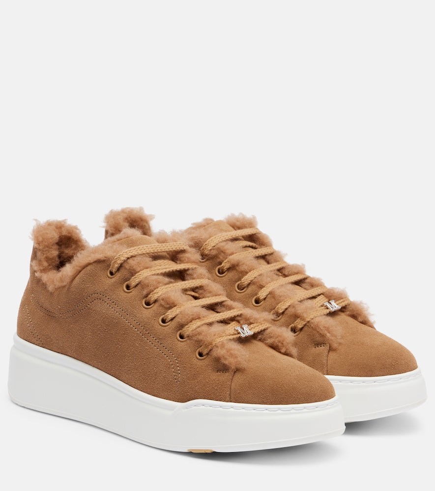 Max Mara Tmaxi Suede Platform Sneakers In Brown