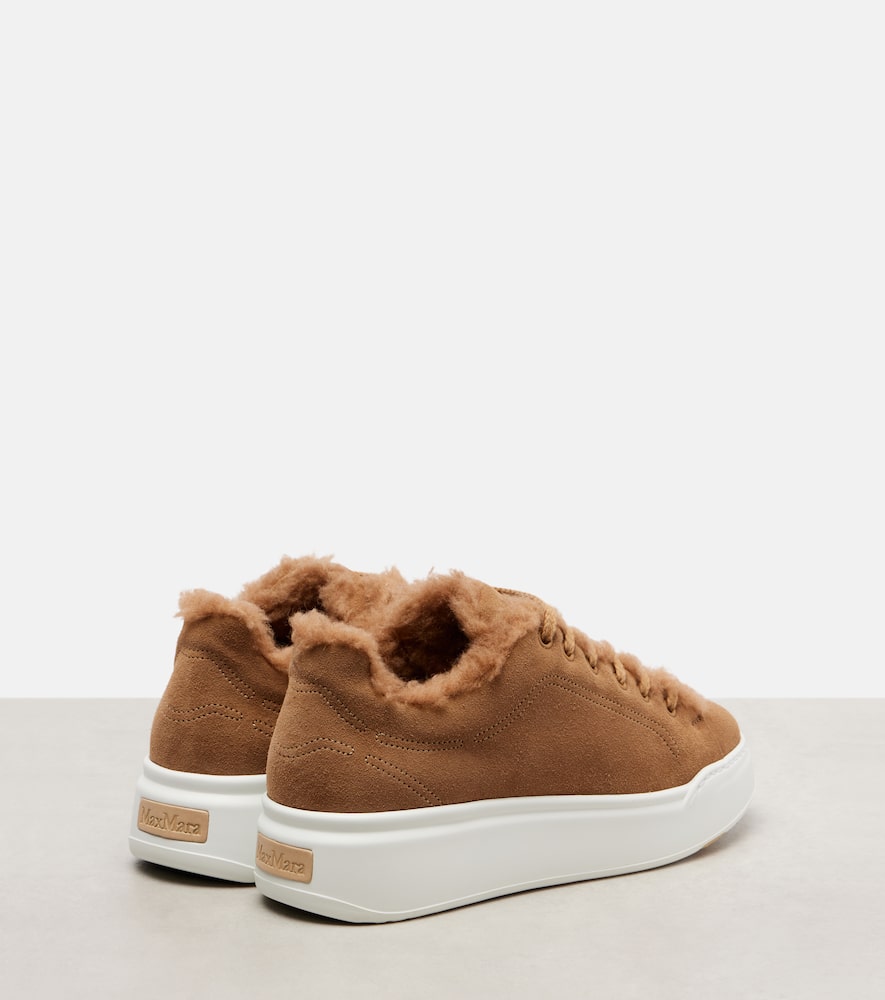 Max Mara Tmaxi Suede Platform Sneakers In Brown