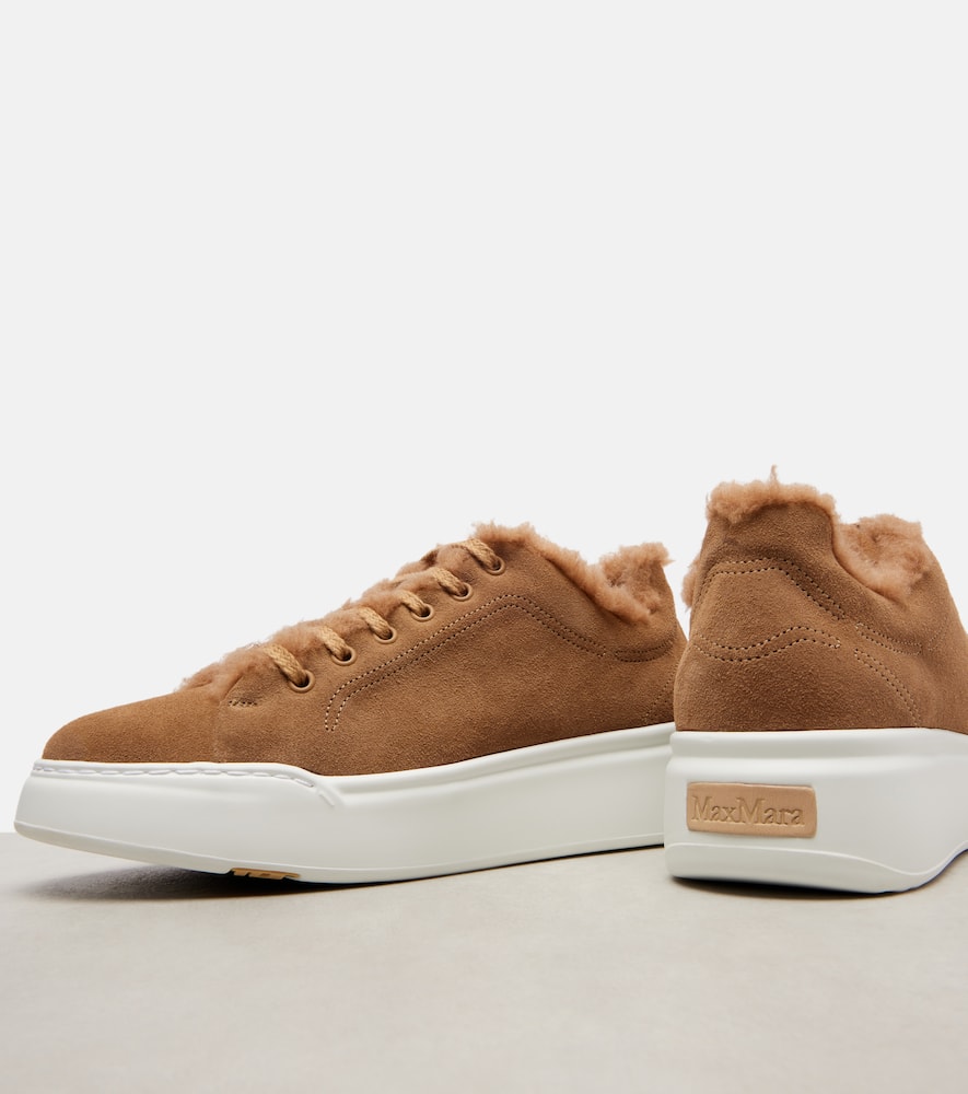 Max Mara Tmaxi Suede Platform Sneakers In Brown