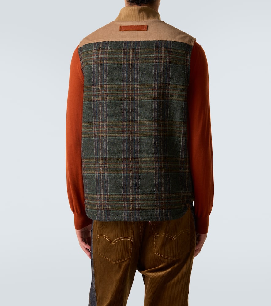 Junya Watanabe Multicolor Cotton And Wool Sleeveless Jacket In White