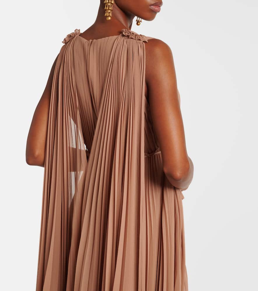 Zimmermann Memento Pleated Ruffled Gown In Brown