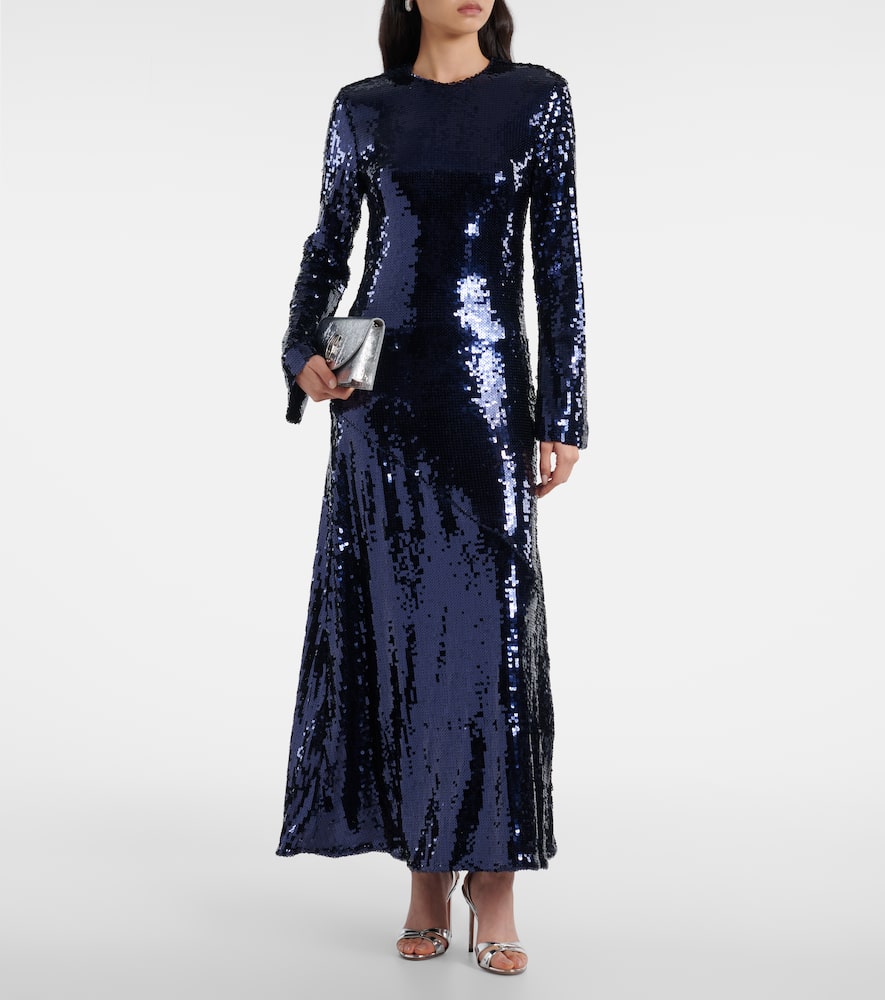 Rotate Birger Christensen Sequined Gown In Blue