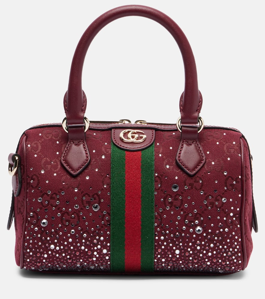 Gucci Ophidia Small Embellished Canvas Tote Bag In Red