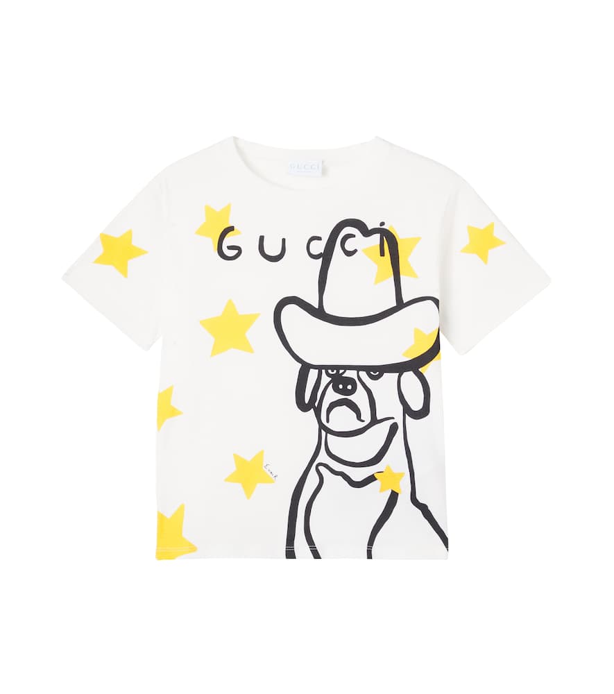 Gucci Kids' X Euan Roberts Printed Jersey T-shirt In White