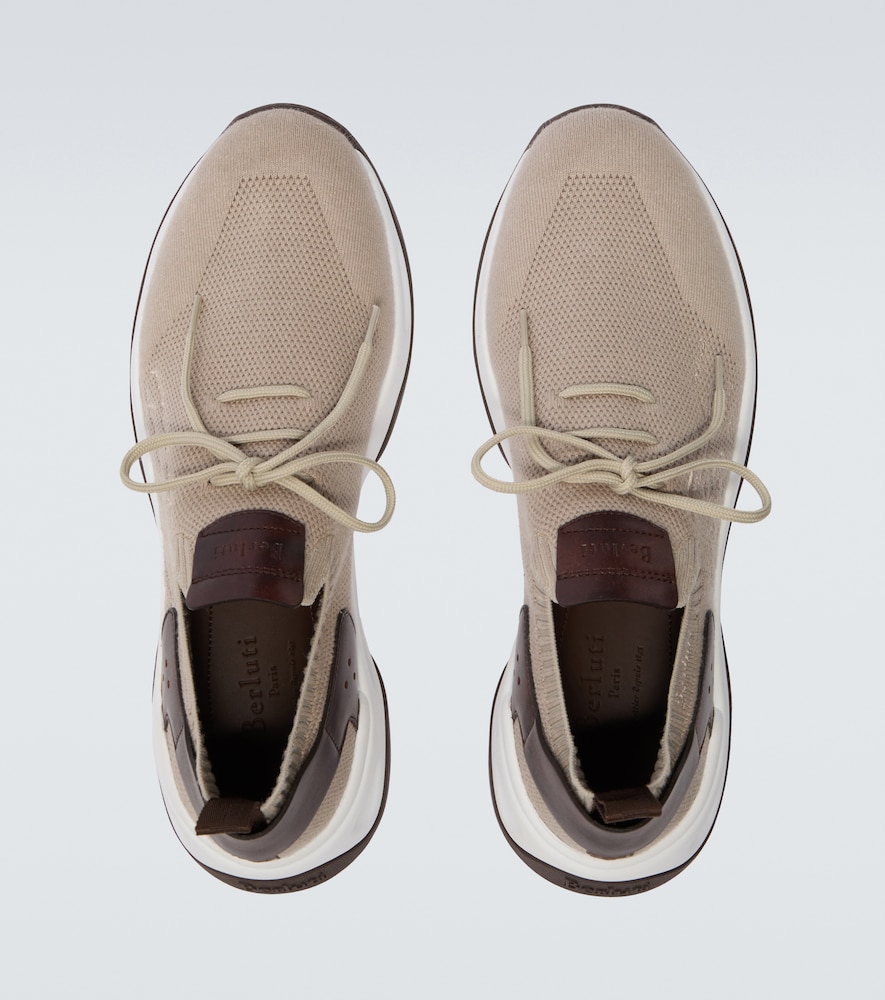  Berluti Berluti Shadow Leather-trimmed Knitted Sneakers 