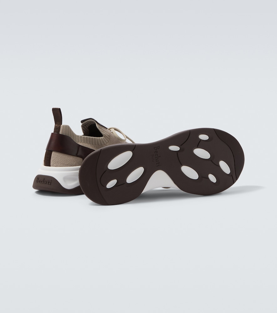  Berluti Berluti Shadow Leather-trimmed Knitted Sneakers 