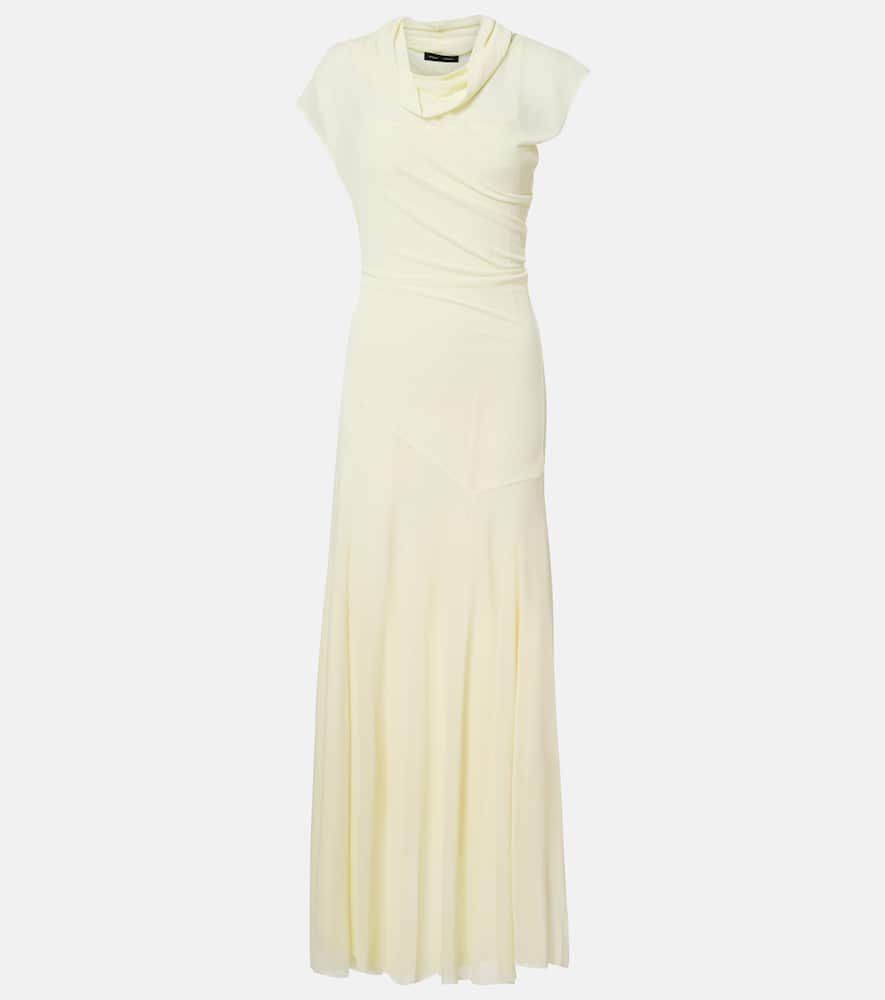 Proenza Schouler Tamara Draped Crêpe Jersey Maxi Dress In Yellow