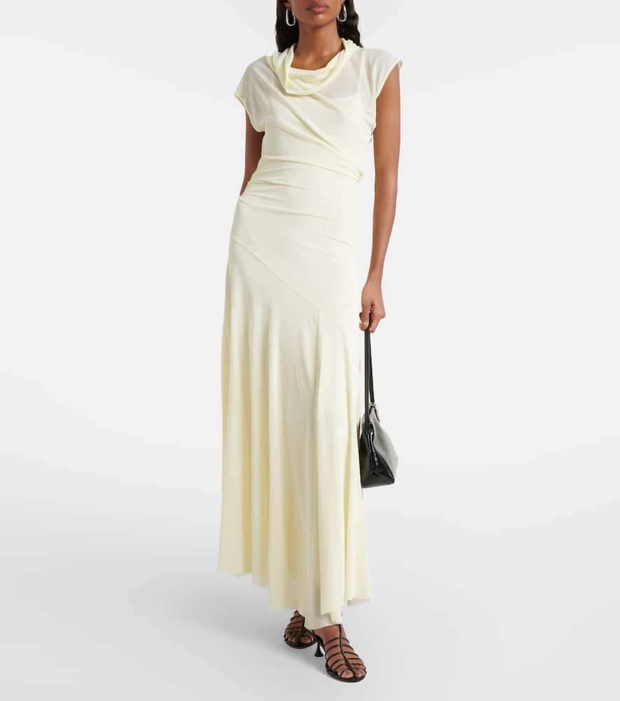 Proenza Schouler Tamara Draped Crêpe Jersey Maxi Dress In Yellow