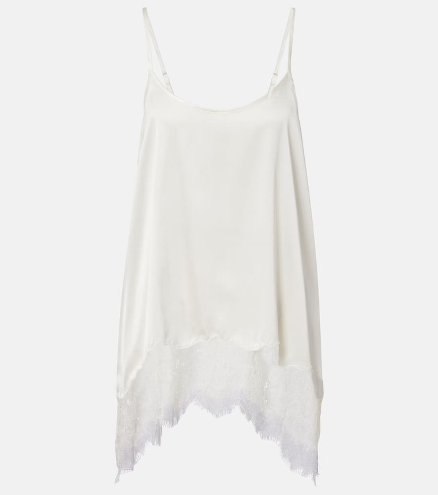 Staud Chloe Lace-trimmed Silk-blend Satin Camisole In White
