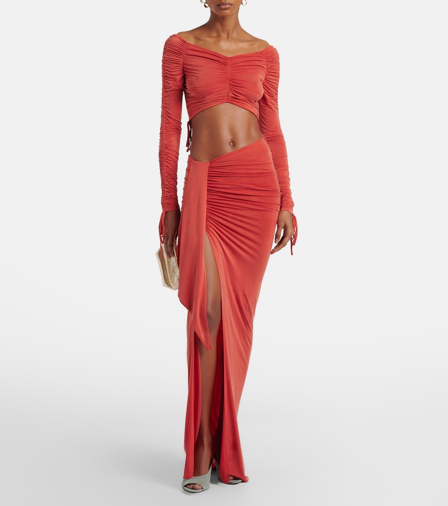  Balmain Balmain Ruched Jersey Crop Top 