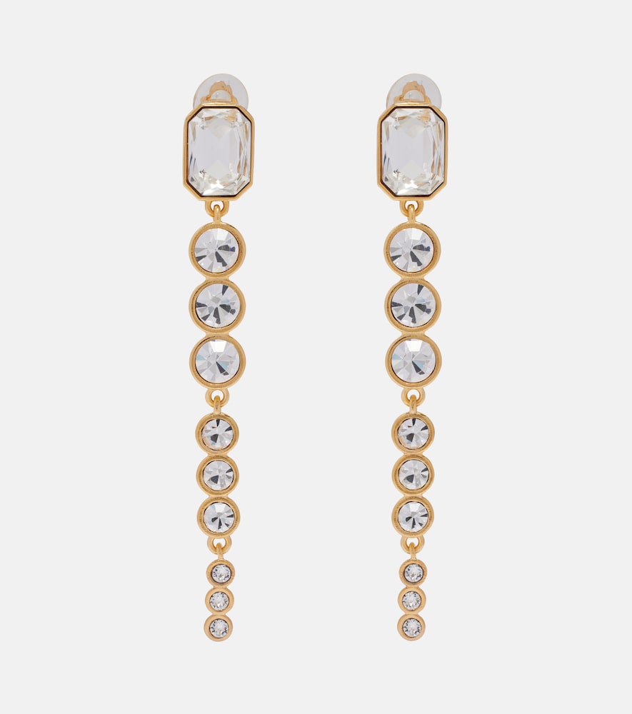Oscar de la Renta Crystal-embellished clip-on earrings