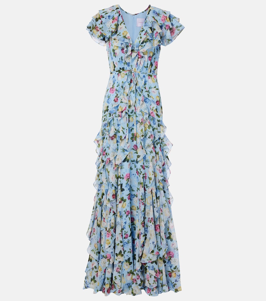 Carolina Herrera Floral ruffled silk gown