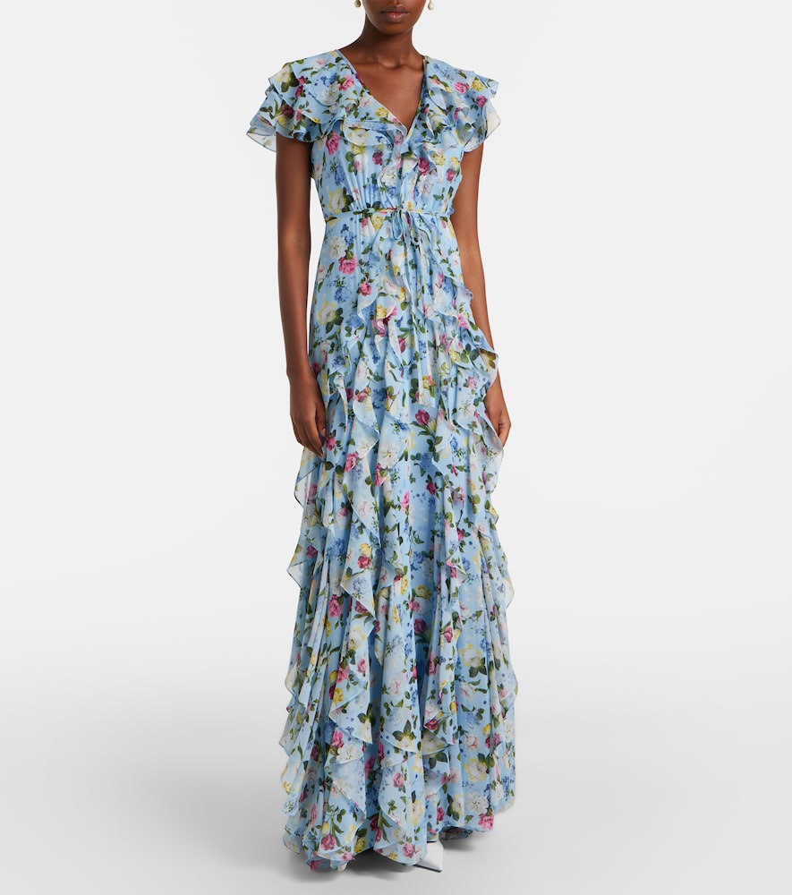 Carolina Herrera Floral ruffled silk gown