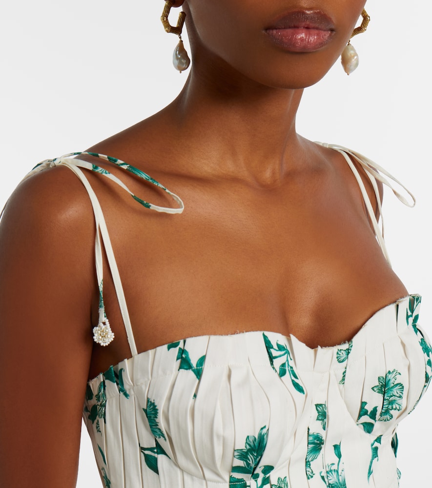 Moringa Floral Pleated Cotton Crop Top