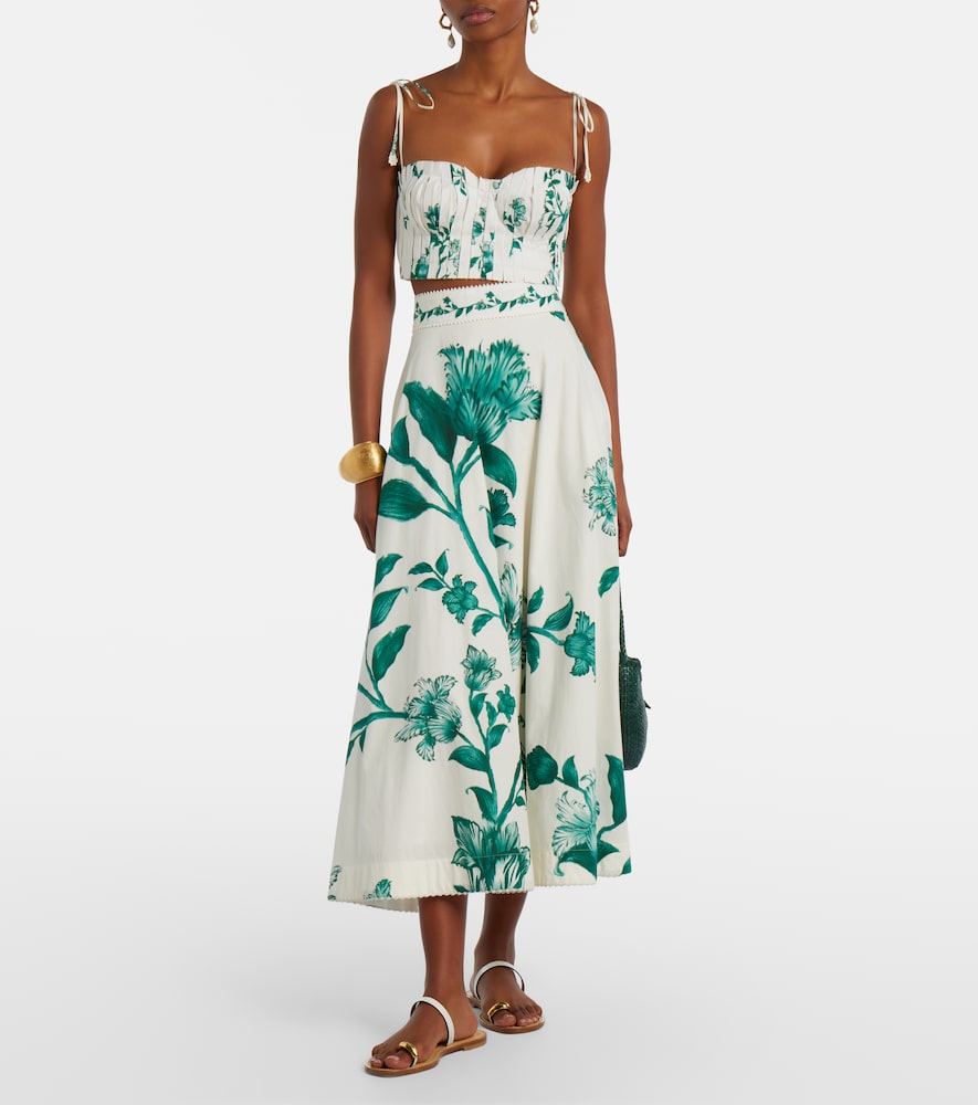 Moringa Floral Pleated Cotton Crop Top