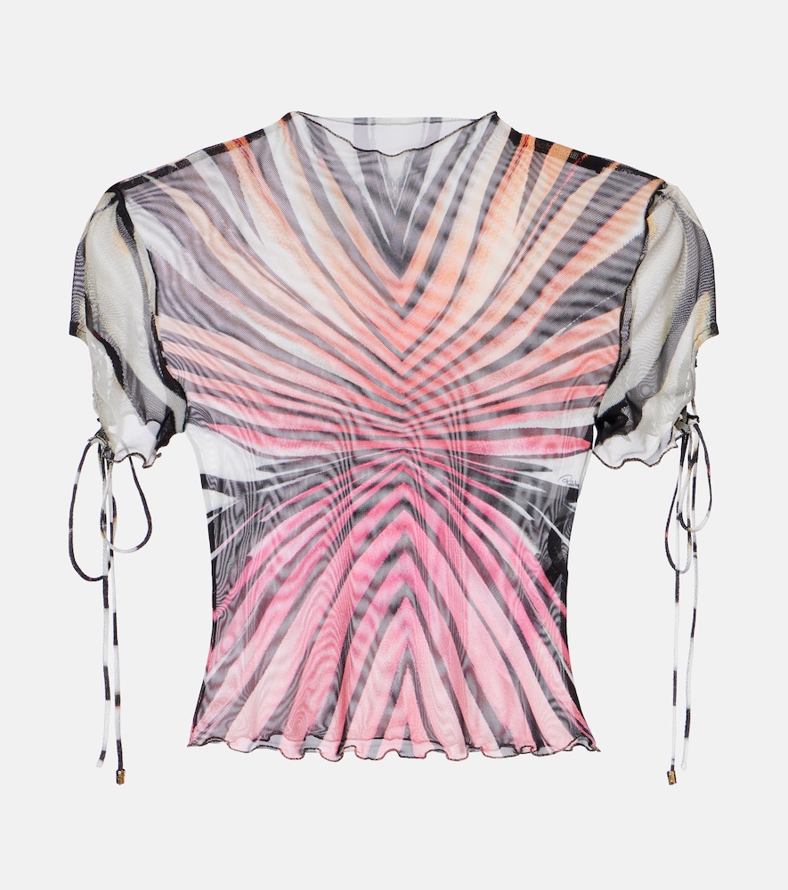 Roberto Cavalli Printed mesh top