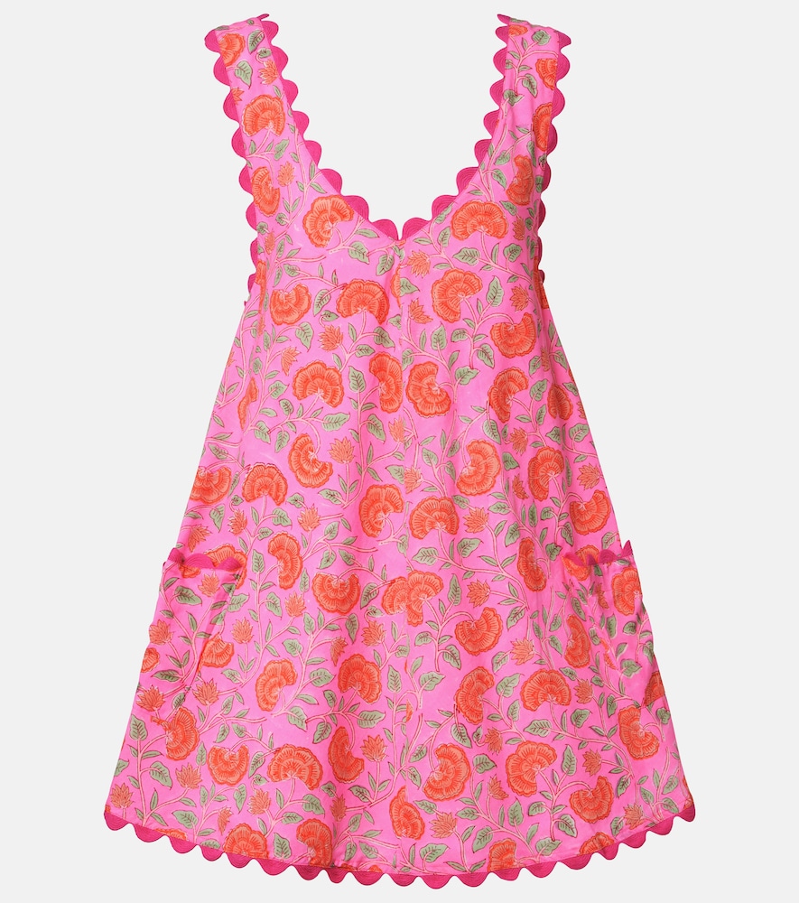 Juliet Dunn Floral scalloped cotton minidress