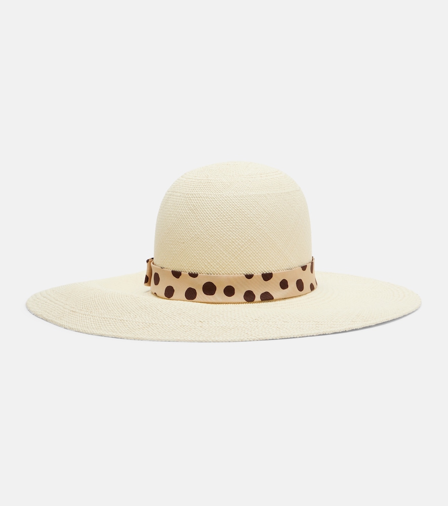  Valentino Valentino Polka-dot Straw Boater Hat 