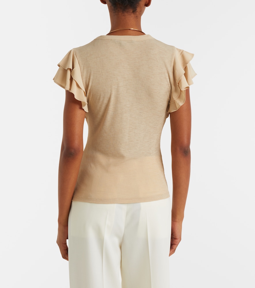 Aphrodite Ribbed-Knit Ruffled Top