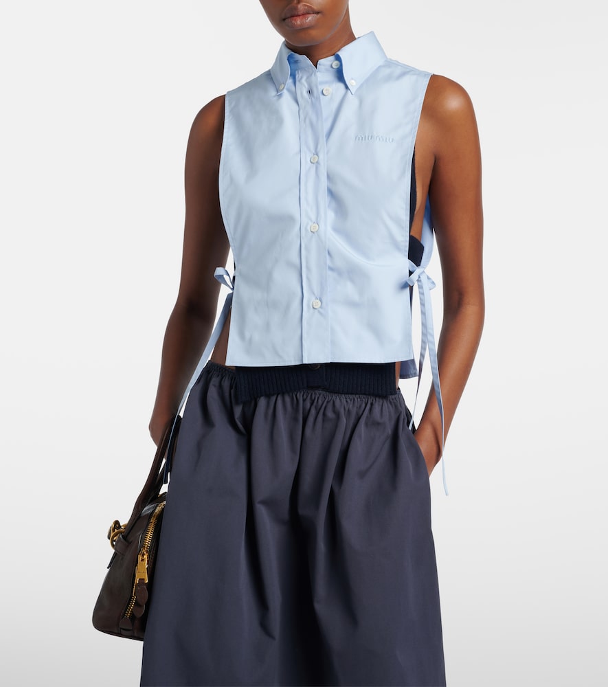  Miu Miu Miu Miu Cropped-hemd Aus Baumwollpopeline 