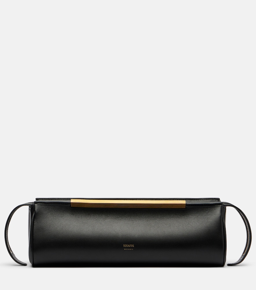 Khaite Donna Leather Clutch In Black
