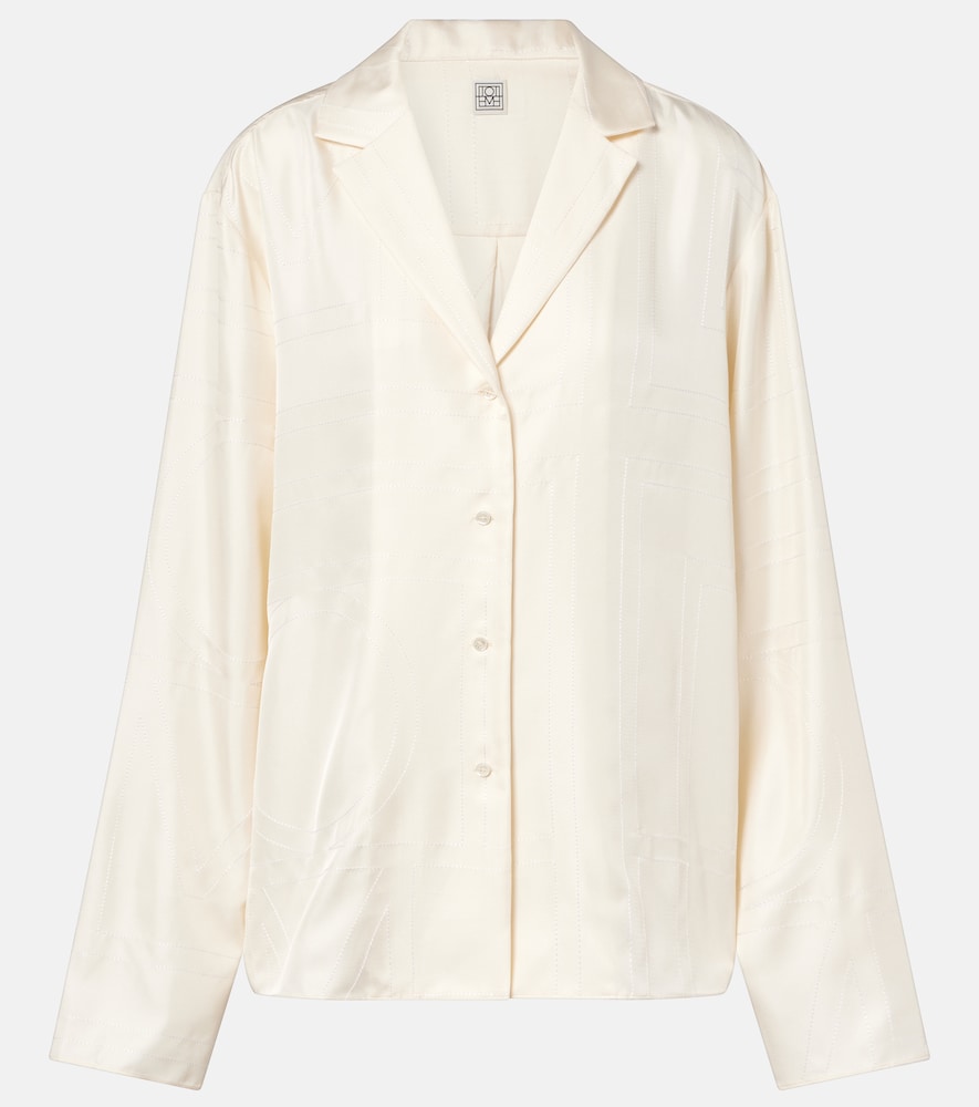 Toteme Monogram silk satin pajama shirt