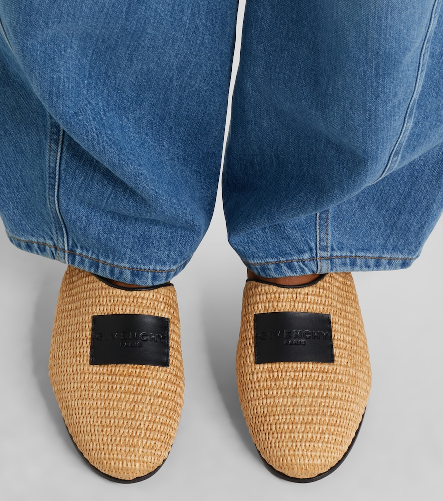Givenchy Label leather-trimmed woven mules
