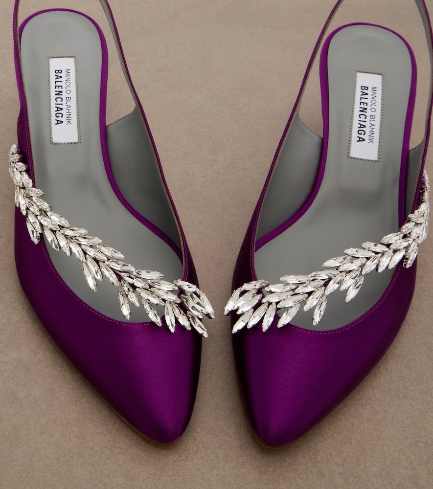  Balenciaga Balenciaga X Manolo Blahnik Satin Slingback Pumps 