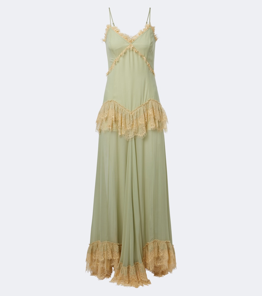 Abito lungo Estela in georgette con pizzo