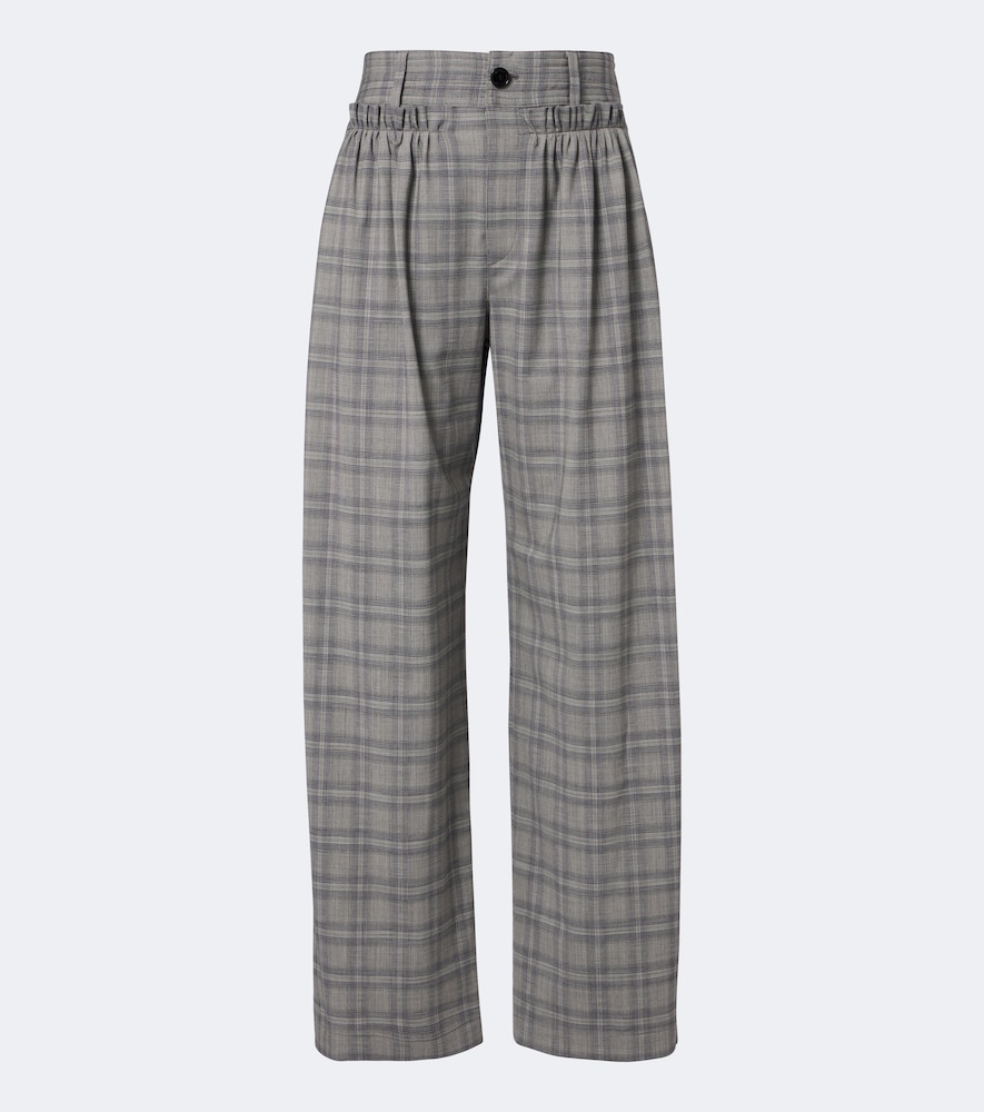 Isabel Marant Mayera Checked Wool-blend Wide-leg Pants In Gray