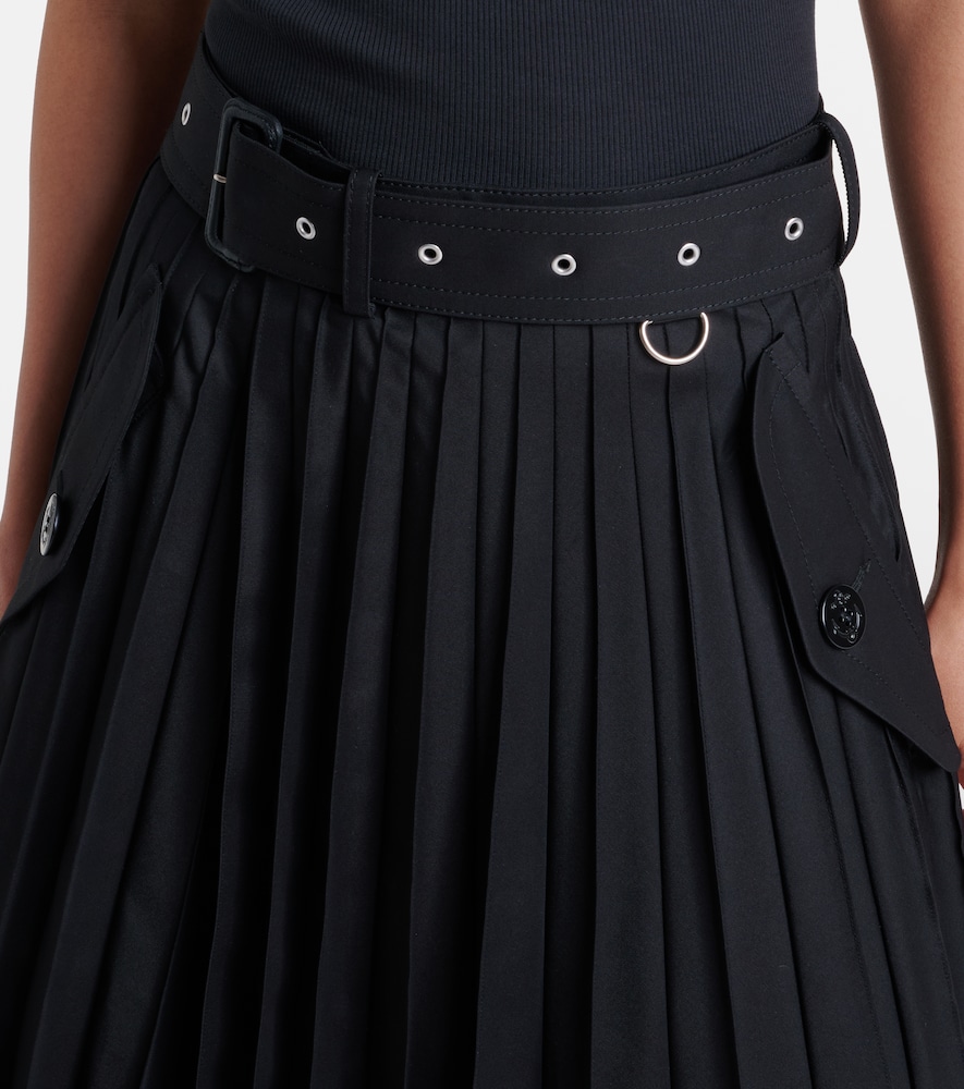 Belted Cotton-Blend Gabardine Midi