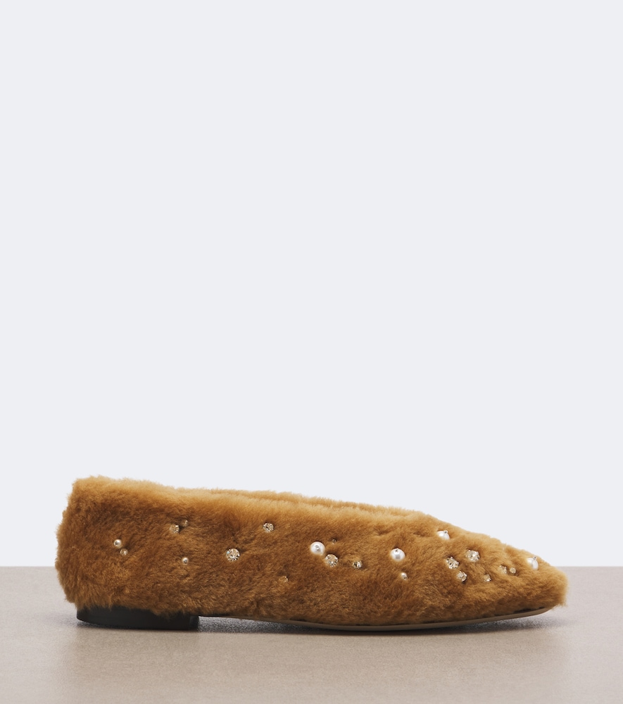 Margot Embellished Shearling Ballet Flats