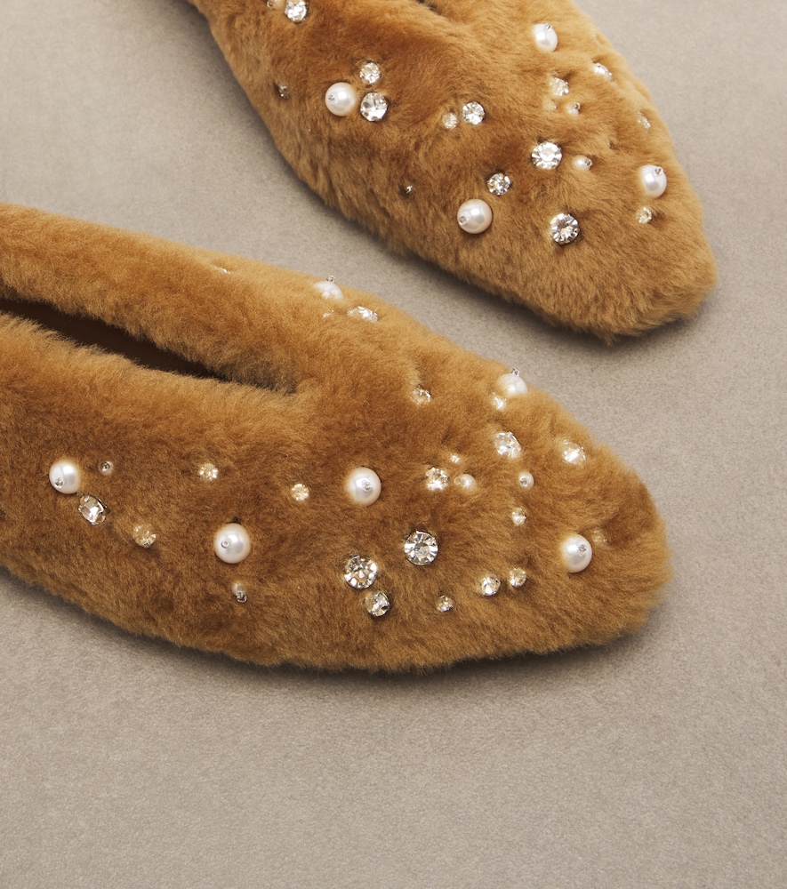 Margot Embellished Shearling Ballet Flats