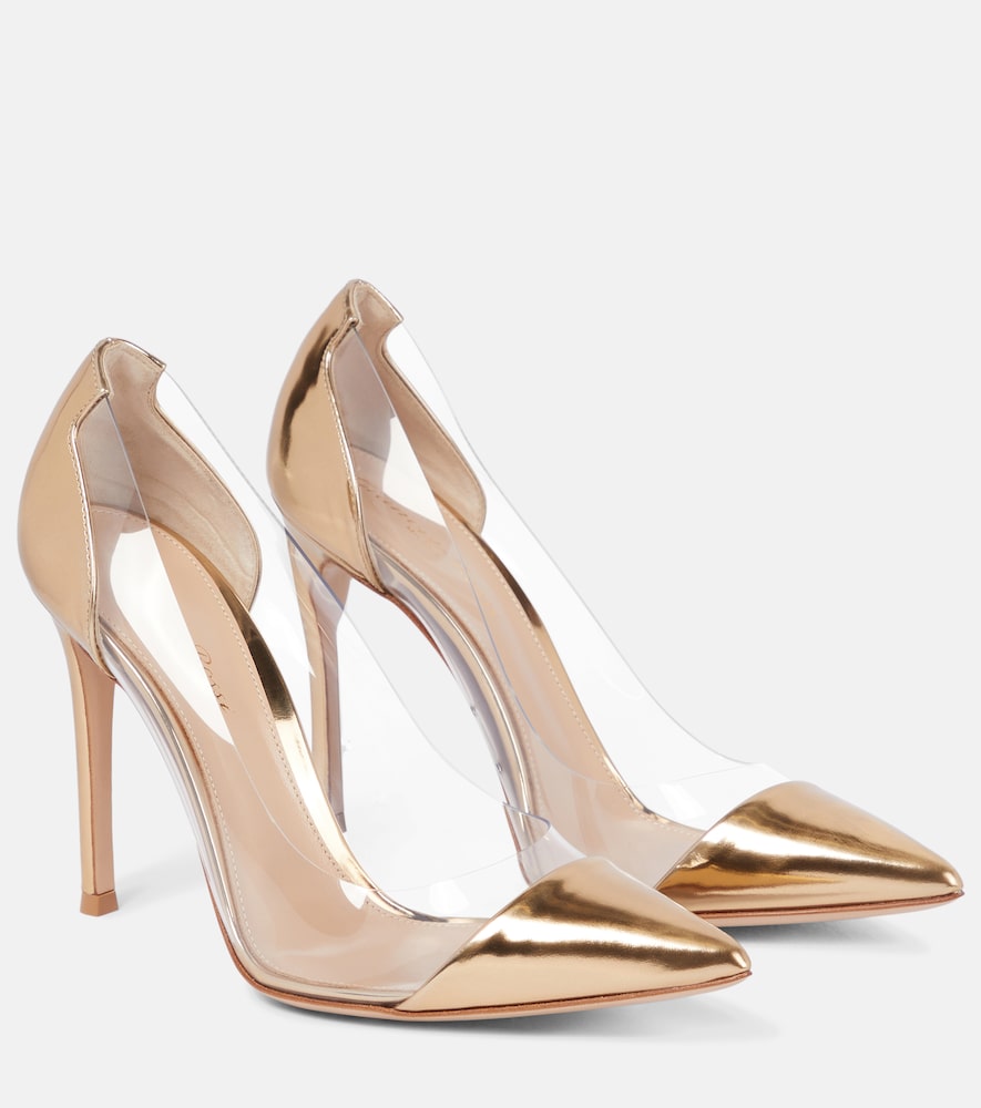 Gianvito Rossi Women's Gold Plexi 105 Leather And Pvc Pumps UK Size 6.5 - Mytheresa