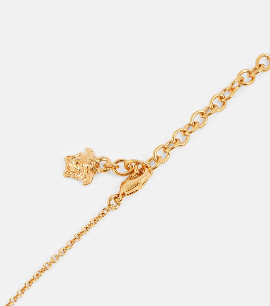 Shop Versace Medusa Enamel Pendant Necklace In Nero-oro Tribute