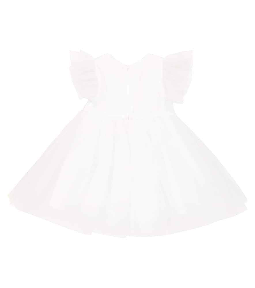 Shop Monnalisa Baby Tulle Dress In White