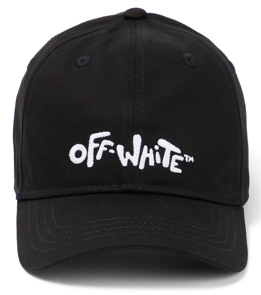 Off-white Kids' Embroidered Front Logo Cap In Black