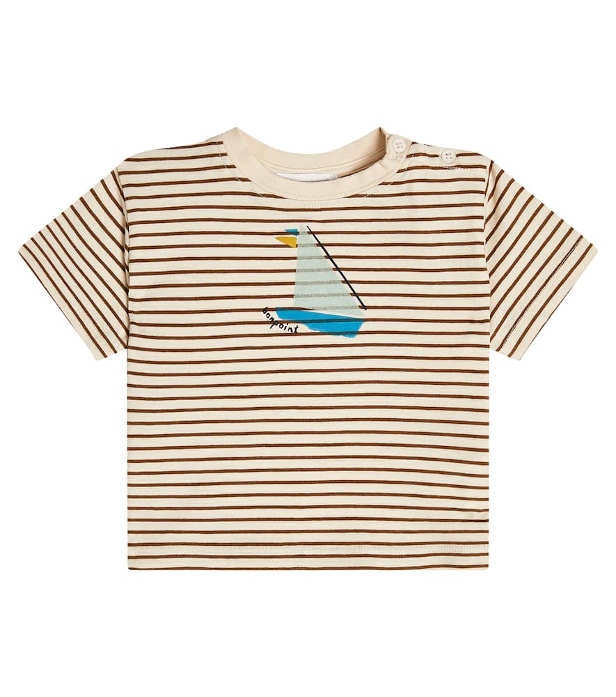 Shop Bonpoint Baby Cai Striped Cotton T-shirt In Caramel