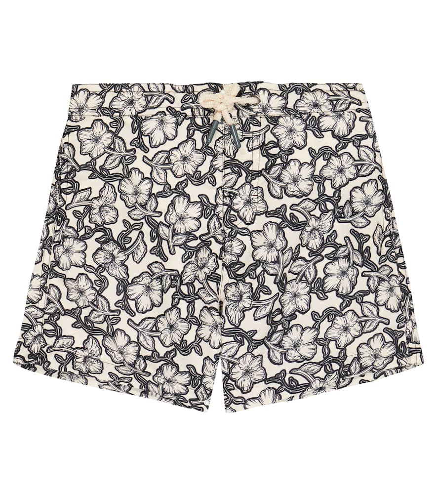 Bonpoint Ariel Printed Swim Trunks In Fleurs Noir