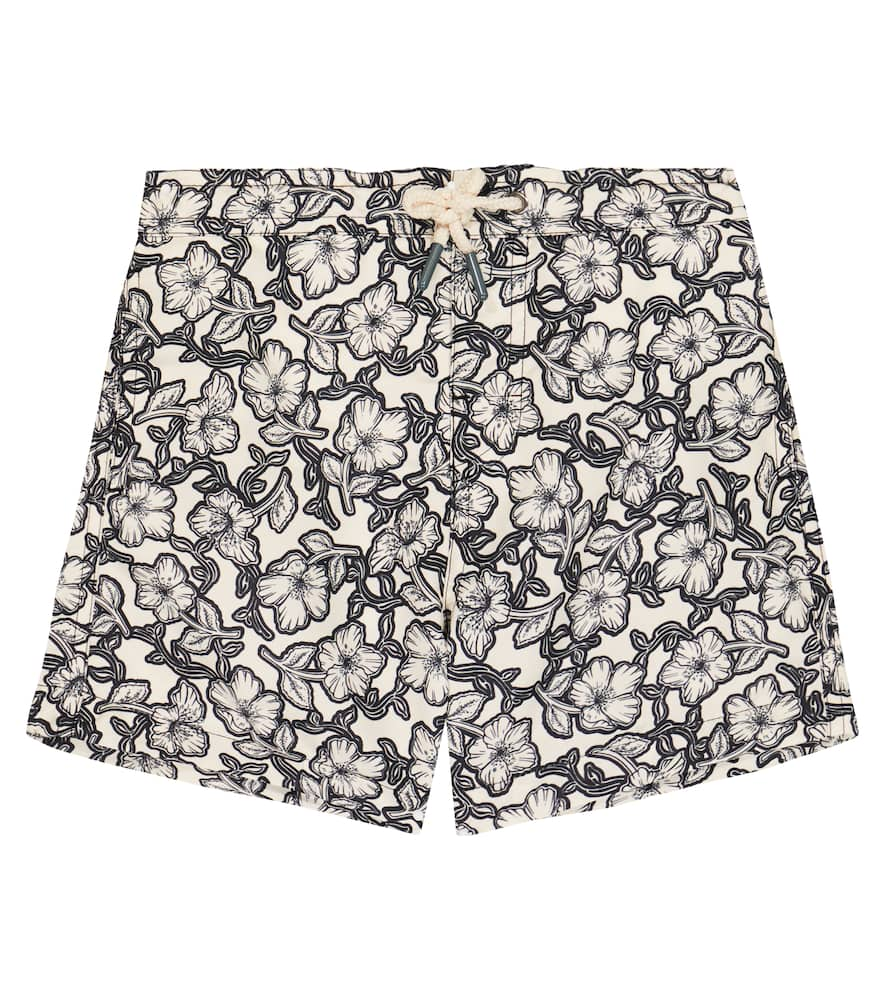 Bonpoint Kids' Ariel Printed Swim Trunks In Fleurs Noir