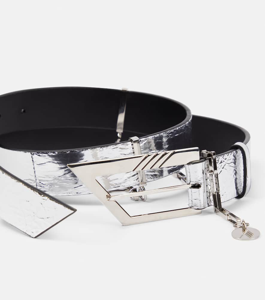 Shop Attico Leather Belt In Silver